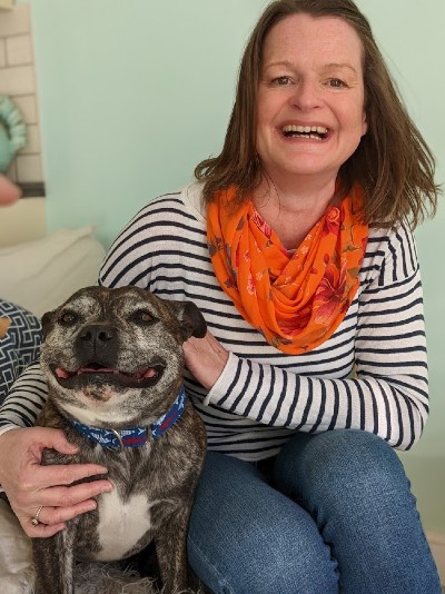Justine Williams and RSPCA rescue dog Stanley